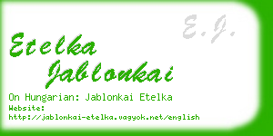 etelka jablonkai business card